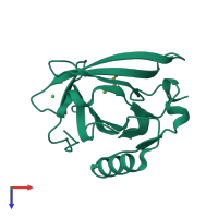 PDB entry 3nq9 coloured by chain, top view.