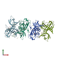 PDB entry 3nqi coloured by chain, front view.