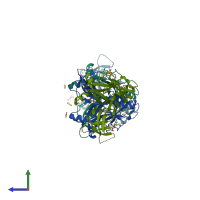 PDB entry 3nqi coloured by chain, side view.