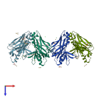 PDB entry 3nqi coloured by chain, top view.