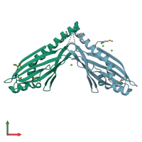 PDB entry 3nqn coloured by chain, front view.