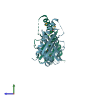 PDB entry 3nqn coloured by chain, side view.