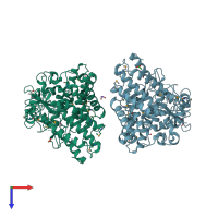 PDB entry 3nqp coloured by chain, top view.