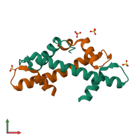 PDB entry 3nqu coloured by chain, front view.