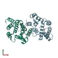 PDB entry 3nr1 coloured by chain, front view.