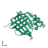 PDB entry 3nr3 coloured by chain, front view.