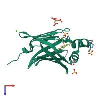 PDB entry 3nr3 coloured by chain, top view.