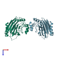 PDB entry 3nr8 coloured by chain, top view.