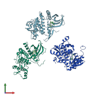 PDB entry 3nr9 coloured by chain, front view.