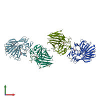 PDB entry 3nre coloured by chain, front view.