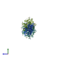 PDB entry 3nre coloured by chain, side view.