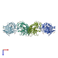 PDB entry 3nre coloured by chain, top view.