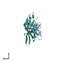 PDB entry 3nrf coloured by chain, side view.