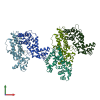 PDB entry 3nrg coloured by chain, front view.