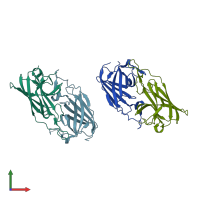 PDB entry 3nrp coloured by chain, front view.