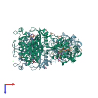 PDB entry 3nrr coloured by chain, top view.