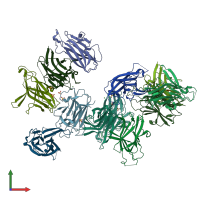 PDB entry 3nru coloured by chain, front view.