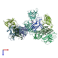 PDB entry 3nru coloured by chain, top view.