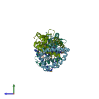 PDB entry 3nrv coloured by chain, side view.