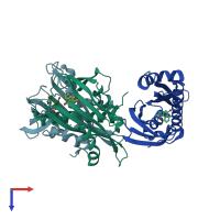 PDB entry 3ns2 coloured by chain, top view.