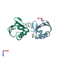 PDB entry 3ns8 coloured by chain, top view.