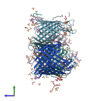 PDB entry 3nsg coloured by chain, side view.
