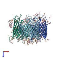 PDB entry 3nsg coloured by chain, top view.