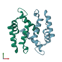 PDB entry 3nsi coloured by chain, front view.