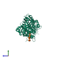 PDB entry 3nsn coloured by chain, side view.