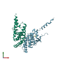 PDB entry 3nsq coloured by chain, front view.