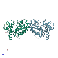 PDB entry 3nt7 coloured by chain, top view.