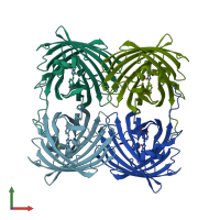 PDB entry 3nt9 coloured by chain, front view.