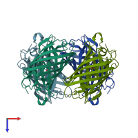 PDB entry 3nt9 coloured by chain, top view.