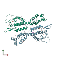 PDB entry 3nte coloured by chain, front view.