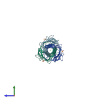 PDB entry 3ntn coloured by chain, side view.