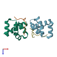 PDB entry 3ntw coloured by chain, top view.