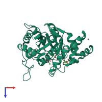 PDB entry 3nty coloured by chain, top view.