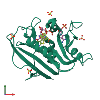 PDB entry 3ntz coloured by chain, front view.