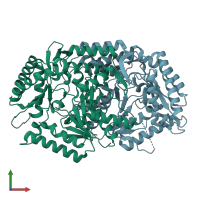 PDB entry 3nui coloured by chain, front view.