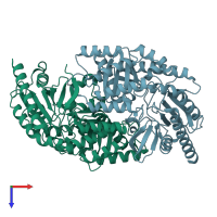 PDB entry 3nui coloured by chain, top view.