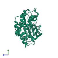 Cyclin-dependent kinase 6 in PDB entry 3nup, assembly 1, side view.