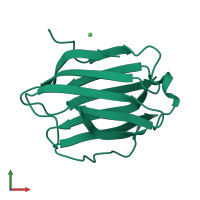PDB entry 3nv1 coloured by chain, front view.