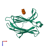 PDB entry 3nv4 coloured by chain, top view.