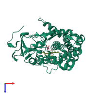 PDB entry 3nv5 coloured by chain, top view.