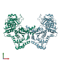 PDB entry 3nva coloured by chain, front view.