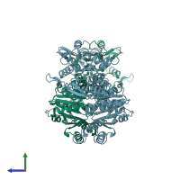 PDB entry 3nva coloured by chain, side view.