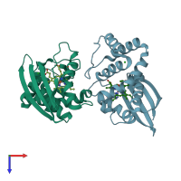 PDB entry 3nvr coloured by chain, top view.