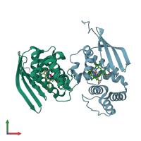 PDB entry 3nvu coloured by chain, front view.