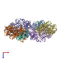 PDB entry 3nvv coloured by chain, top view.