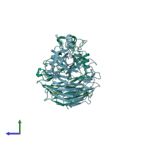 PDB entry 3nvx coloured by chain, side view.